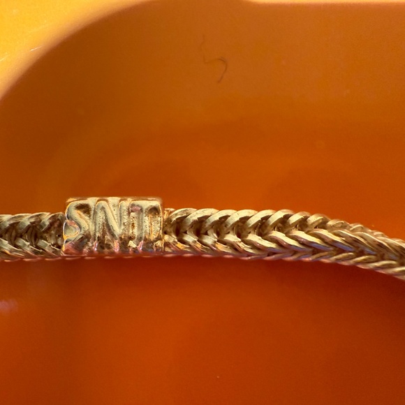 Sterling Silver Snake Chain Bracelet Dangling Bead Charm Vintage 925 - Picture 9 of 12